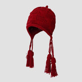 Bonnet de Noël tricoté à pompon en fausse fourrure