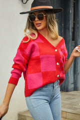 Plaid Panel Plus Size Christmas Cardigan