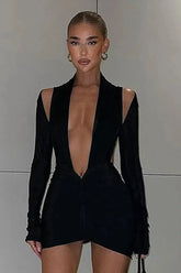 Robe mini moulante sexy à dos nu