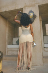 Robe midi portefeuille en maille ajourée