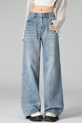 Jean large vintage à plis délavés