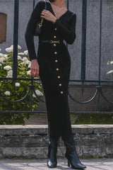 Slim Knit Long Sleeve Midi Dress