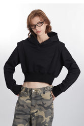 Cropped Solid Color Hoodie