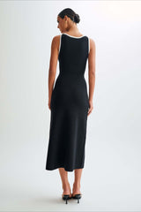 Knit Sleeveless Button Midi Dress