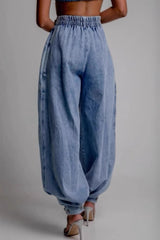 Jean de jogging taille haute zippé