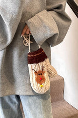 Sac bandoulière mignon avec sapin de Noël au crochet et rennes