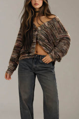 Colorful V Neck Striped Knit Sweater