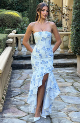 Angelina Maxi Dress - Blue Floral Print