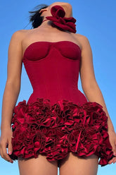 Robe mini-robe bustier à fleurs