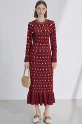 Robe pull sirène cintrée à manches longues en maille de Noël