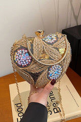 Sac de soirée vintage à paillettes, sac bandoulière chic pour les fêtes.