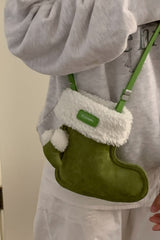 Sac bandoulière en daim duveteux en forme de botte, mini sac pour téléphone