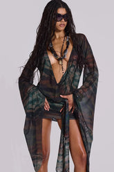 Robe mini dos nu à décolleté plongeant tie-dye