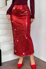 Jupe de Noël moulante fendue jusqu'à la cuisse