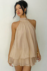 Chiffon Halter A-Line Mini Dress