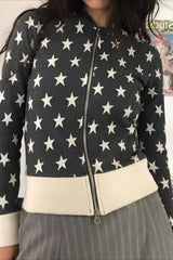 Star Jacquard Zip Hoodie