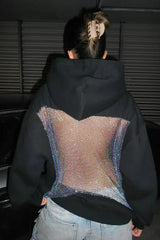 Sheer Backless Mesh Hoodie