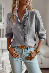 Chemisier à manches longues en dentelle florale