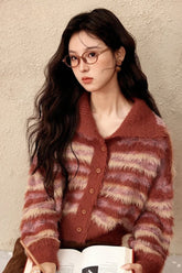 Gilet de Noël vintage à rayures contrastées