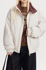 Vêtements d'extérieur chauds et amples à carreaux vintage, col montant et empiècements à carreaux, parfaits pour Noël