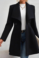 Veste d'extérieur de Noël en laine mélangée épaisse, à revers uni et à double boutonnage