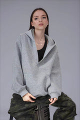 V Neck Loose Fit Pullover Hoodie