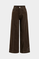 Denim Seamdetail High Waist Straight Leg Jeans