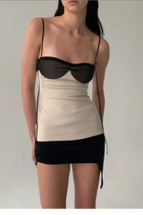 Robe mini dos nu patchwork