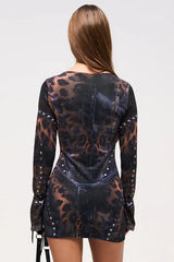 Robe mini à manches longues Y2K