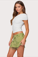 Jupe de Noël moulante mini à sequins brodés