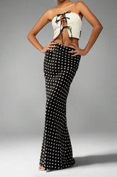 Polka Dot Slim Midi Skirt