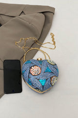 Sac de soirée vintage à paillettes, sac bandoulière chic pour les fêtes.