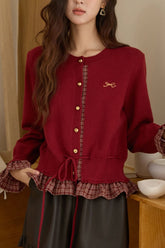 Gilet de Noël à carreaux patchwork et col rond