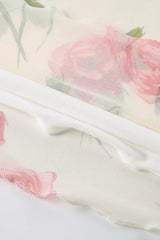 Robe midi à col en V en maille florale