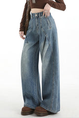 Wrinkled Vintage Wide Leg Jeans