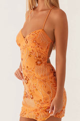 Robe mini débardeur à sequins fleuris