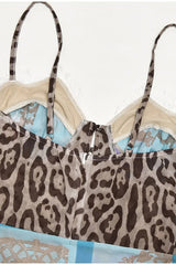 Robe midi en dentelle léopard et résille