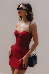 Strapless Lace-Up Party Dress