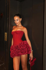 Strapless Floral Mini Dress