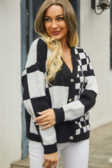 Plaid Panel Plus Size Christmas Cardigan