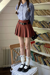 Jupe de Noël plissée à carreaux grande taille