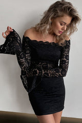 Off-Shoulder Lace Bodycon Mini Dress
