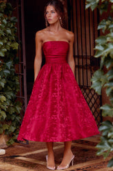 Jacquard Lace-Up Back Party Dress