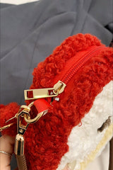 Sac à pomme en sherpa duveteux, mignon petit sac à main à bandoulière