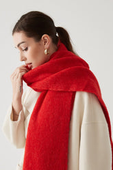 Écharpe de Noël rose poudré en laine mélangée