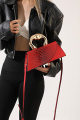 Sac cabas chic en PU à motif crocodile, bandoulière/sac à main.