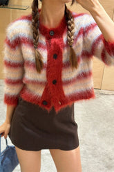 Gilet de Noël rayé court à col rond