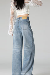 Vintage Crease Distressed Wide Jeans