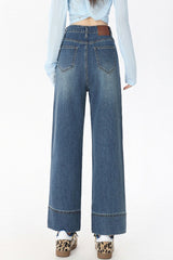 High Waist Cropped Straight Jeans