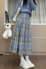 Jupe de Noël à carreaux à volants en laine mélangée